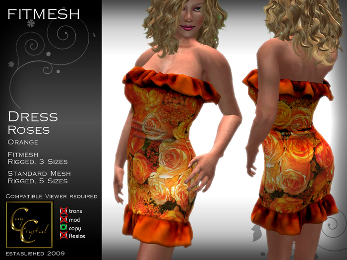CCD FITMESH Dress Roses Orange