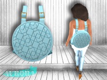 AURORA - Mesh Round Leather Backpack - Geometric Blue