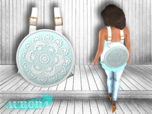 AURORA - Round Leather Backpack - Mint Polkadot Lace