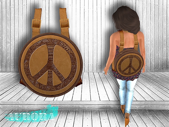 AURORA - Round Leather Backpack - Peace