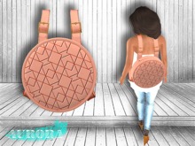 AURORA - Round Leather Backpack - Geometric Coral
