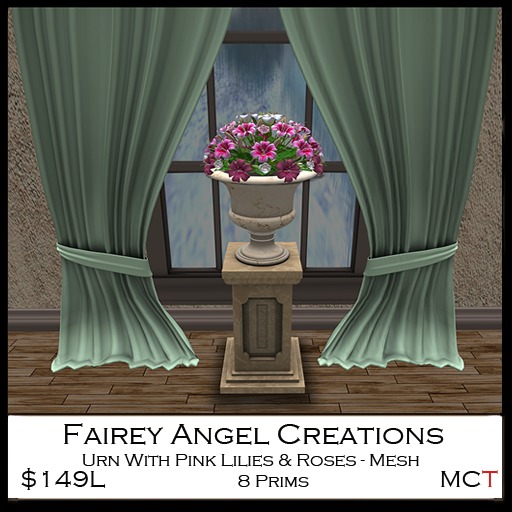 Urn On Pith With Pink Lillies & Roses 149L