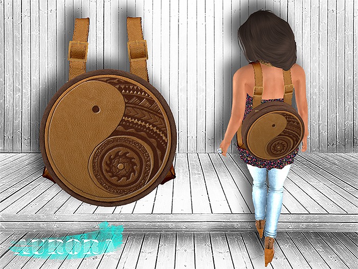 AURORA - Mesh Round Leather Backpack - Yin & Yang