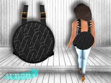 AURORA - Round Leather Backpack - Geometric Black
