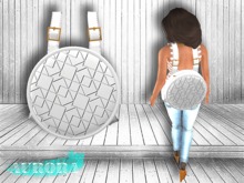 AURORA - Round Leather Backpack - Geometric White
