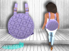 AURORA - Round Leather Backpack - Geometric Purple