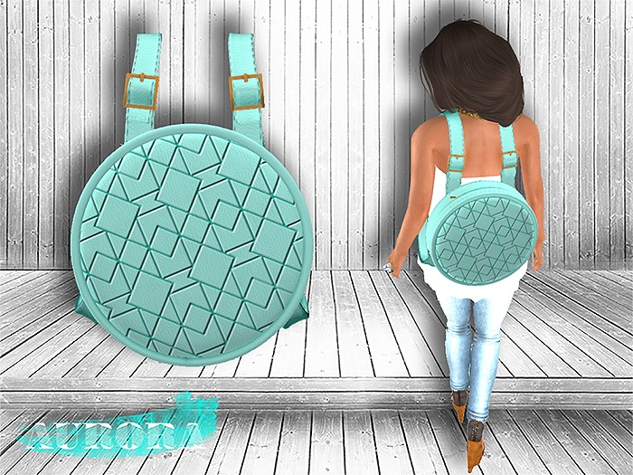 AURORA - Round Leather Backpack - Geometric Mint