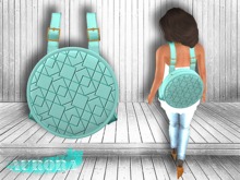 AURORA - Round Leather Backpack - Geometric Mint