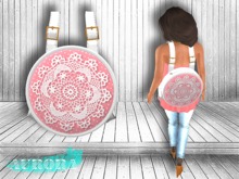 AURORA - Round Leather Backpack - Pink Polkadot Lace