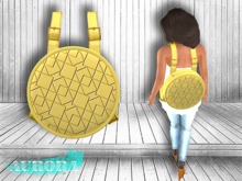 AURORA - Round Leather Backpack - Geometric Yellow
