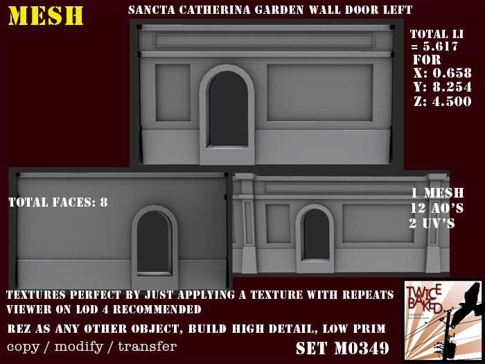 Beautifull high detailed FP garden wall door opening left M0349
