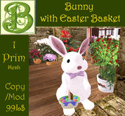 White Bunny  with Easter  Basket --1 Prim
