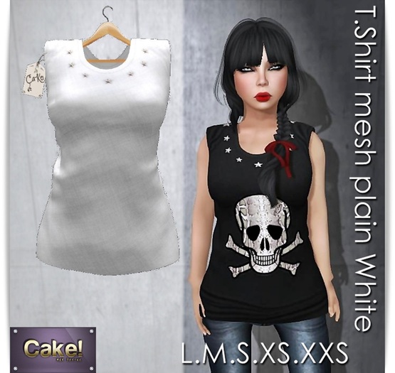 [[>CaKe!<]]T.Shirt White Plain-Mesh
