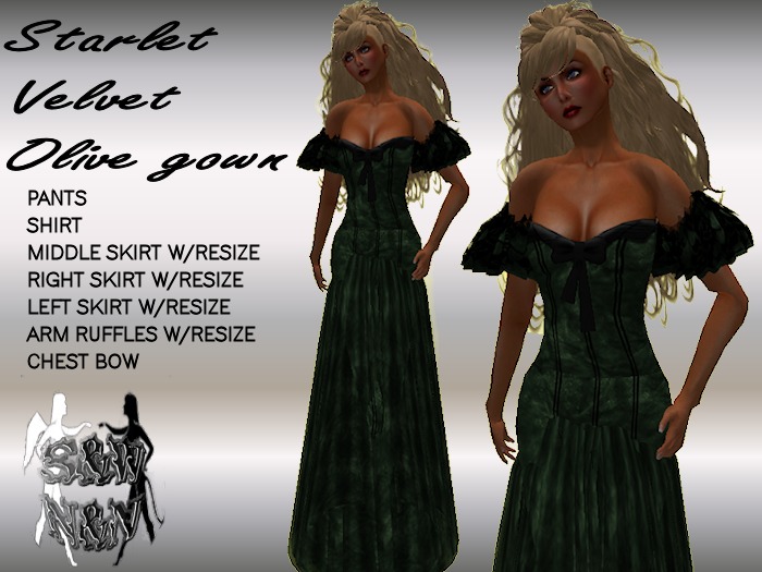 S&W STARLET VELVET OLIVE GOWN