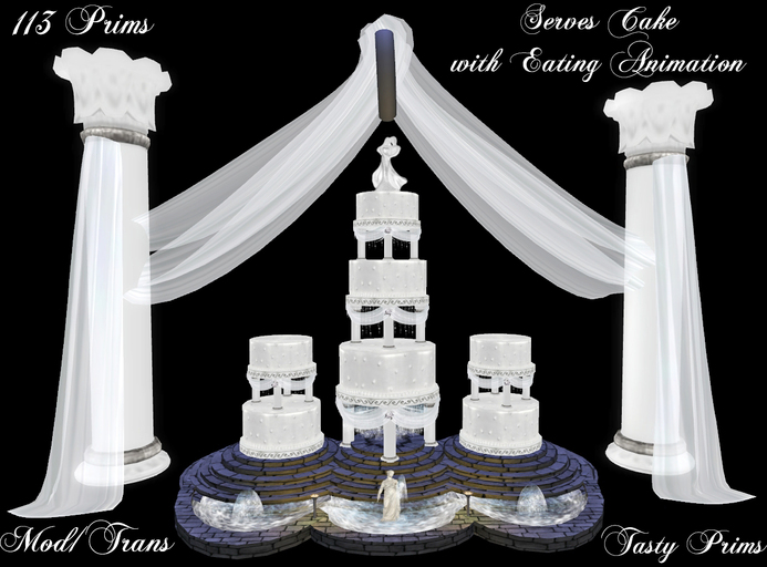 NOW REDUCED 75% OFF Water Fountain Wedding Cake w/ Columns Greek Roman Statue Hanging Lights Torches with Light Effects