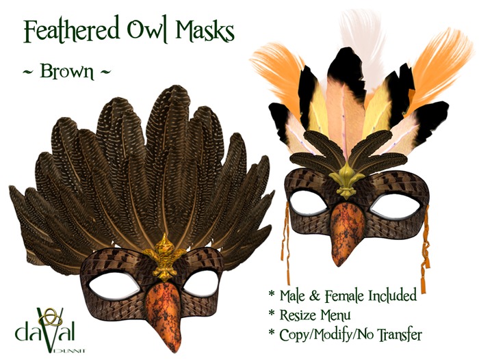 daVal Masks - Feathered Owl - Brown