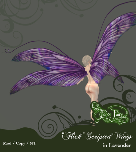 Flick Scripted Fairy Wings in LAVENDER - Fancy Fairy M/C