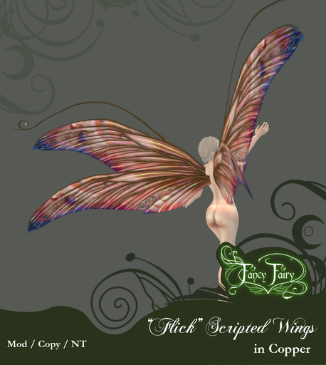 Flick Scripted Fairy Wings in COPPER - Fancy Fairy M/C