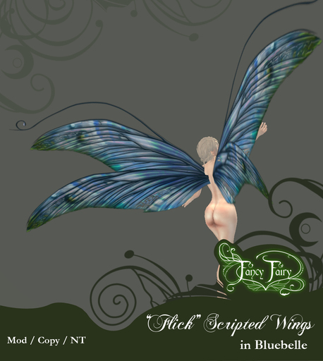 Flick Scripted Fairy Wings in Bluebelle - Fancy Fairy M/C