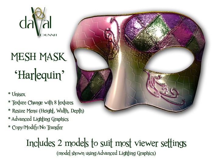 daVal Masks - Harlequin Unisex TX/TXA (BOX)