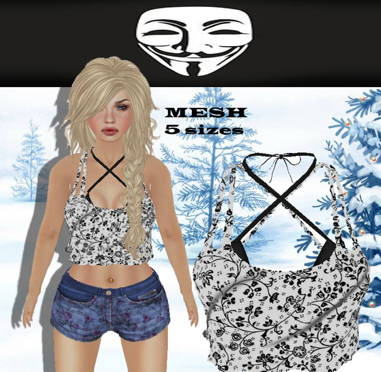 Mesh Twin Strap Bikini Over Top :Floral