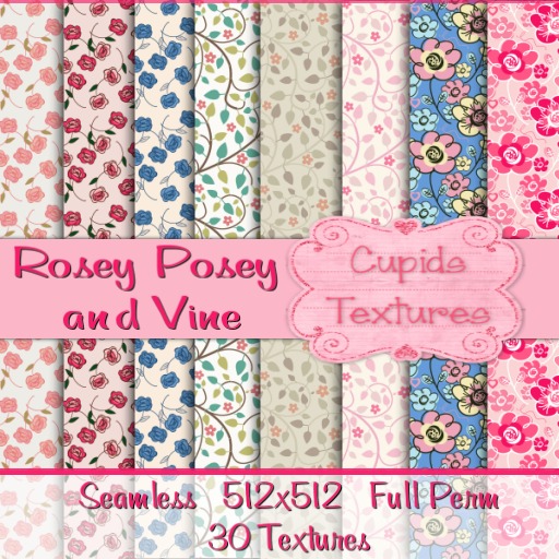 *Cupids Textures * 30 ROSEY POSEY AND VINE