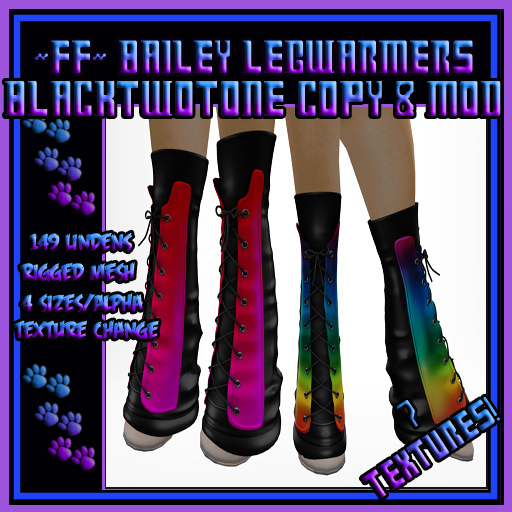 ~FF~ Bailey Legwarmers Black TwoTone