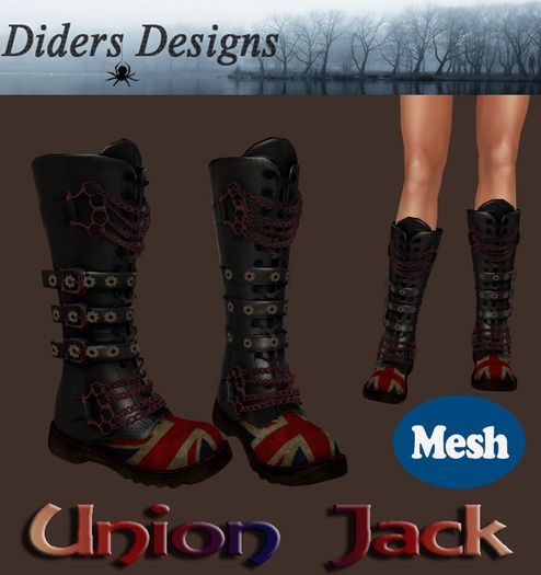 Union Jack Chained Boots with resize