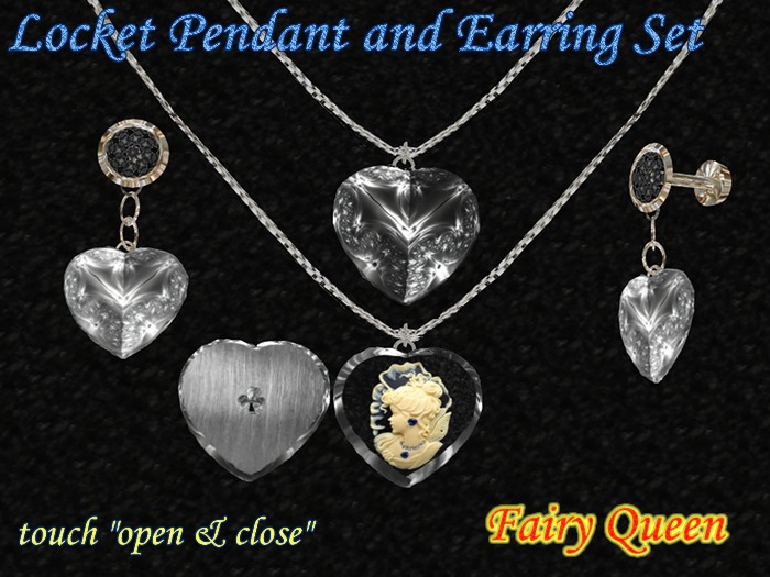 Heart Locket and Earring Set (Fairy Queen) (Boxed)