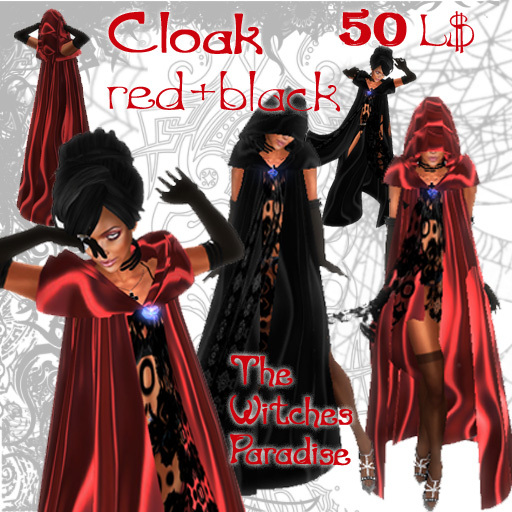 The Witches Paradise - Cloak Red+Black