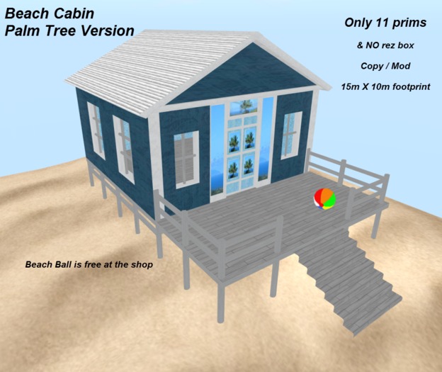 Beach Cabin Palm Tree Version 11 Prims