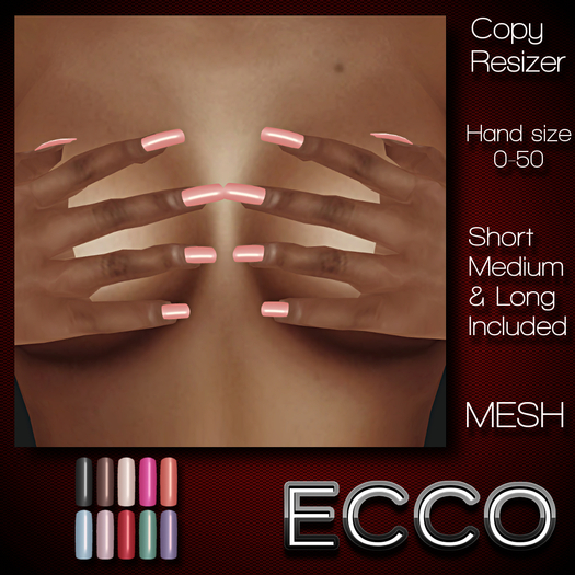 .:ECCO:. Mesh Nails Rich 2 - Straight 10 Color HUD