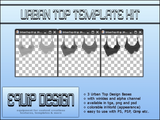 Urban Top Template Kit (tga, png, psd) over 50% OFF
