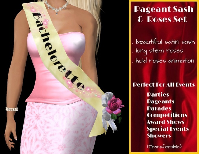 Pageant Sash and Roses Set - Bachelorette (UPDATED)
