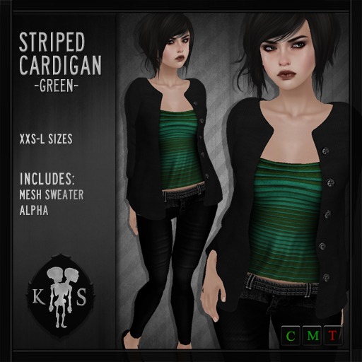 {KS} Striped Cardigan Green 