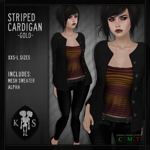 {KS} Striped Cardigan Gold