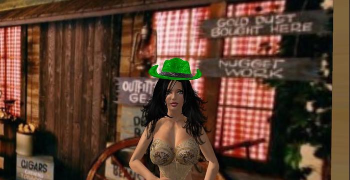 Mw cowboy hat Ladies Green sequins