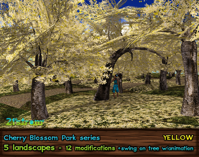 21strom: Cherry Blossom Park YELLOW - 12 walkable mesh landscapes with working swing