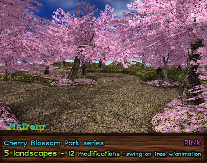 21strom: Cherry Blossom Park PINK - 12 walkable mesh landscapes with working swing