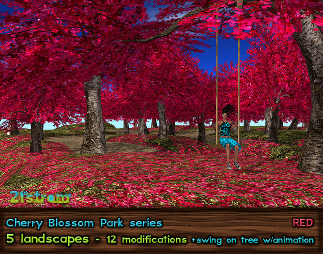 21strom: Cherry Blossom Park RED - 12 walkable mesh landscapes with working swing