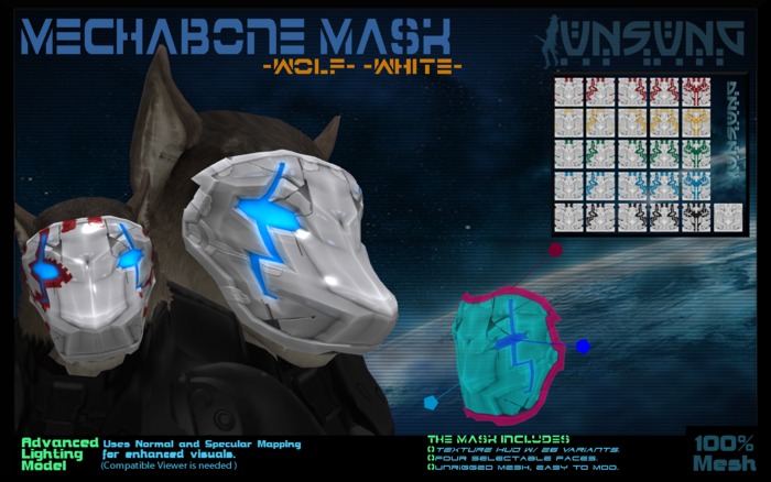 [Unsung] Mechabone Mask - Wolf - White