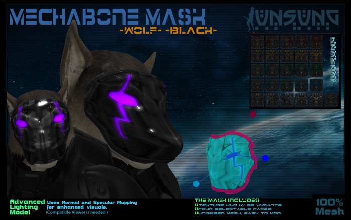 [Unsung] Mechabone Mask - Wolf - Black