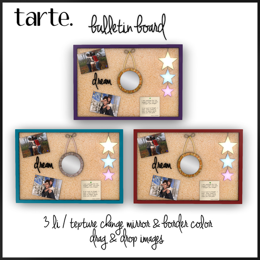 tarte. bulletin board