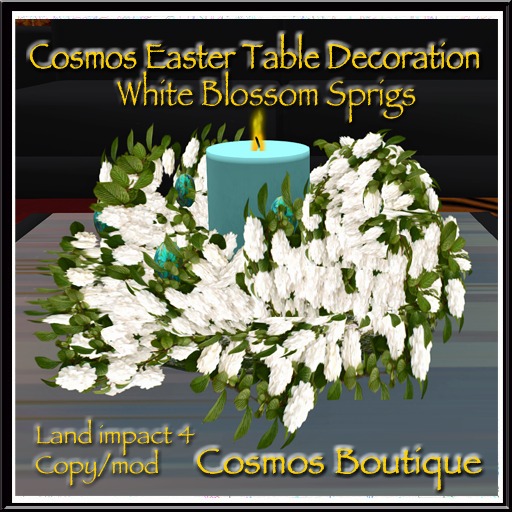 Cosmos Easter Table Decoration White Blossom Sprig (Box) s