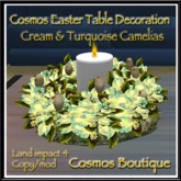 Cosmos Easter Table Decoration Cream & Turquoise Camelias (Box)
