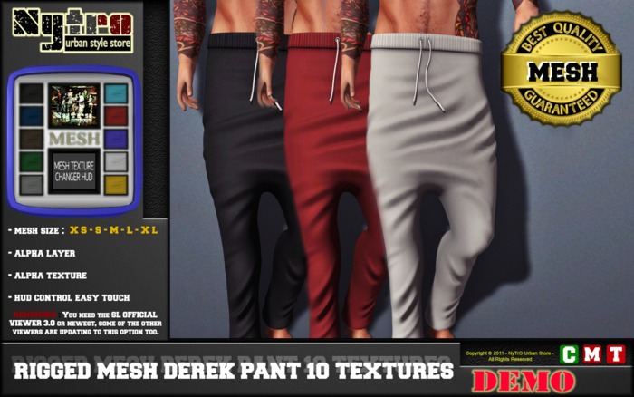 $$ - NyTrO - $$ DEMO MESH Derek Sweet Loose Pant SOLID 10 (Box)