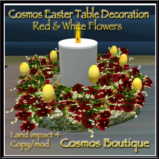 Cosmos Easter Table Decoration Red & White Flowers (Box)