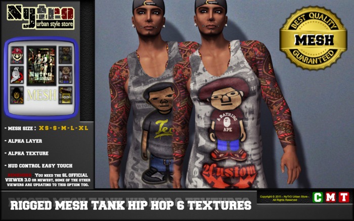 $$ - NyTrO - $$ RIGGED MESH 5 Size Tank Hip Hop Version Man WITH HUD 6 Street Urban Style (Box)