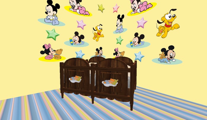 Wood Crib Twins - Goodnight - partial mesh