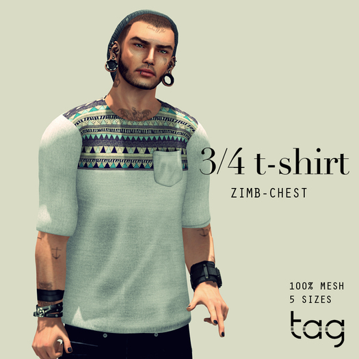 tag. 3/4 t-shirt [zimb-chest]